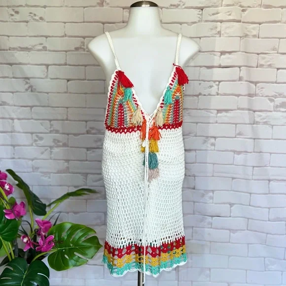 Fashion Nova | Dresses | Fashion Nova Multi Color Crochet Tassel Mini Dress  | Poshmark